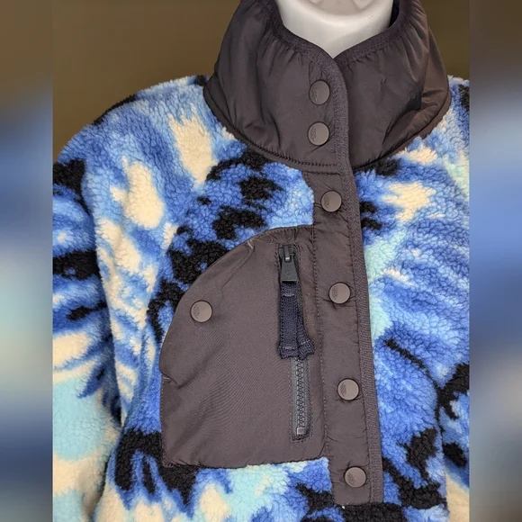 NWT Free People Movement Rocky Ridge Pullover Tie Dye Blue Sherpa - Picture 9 of 11